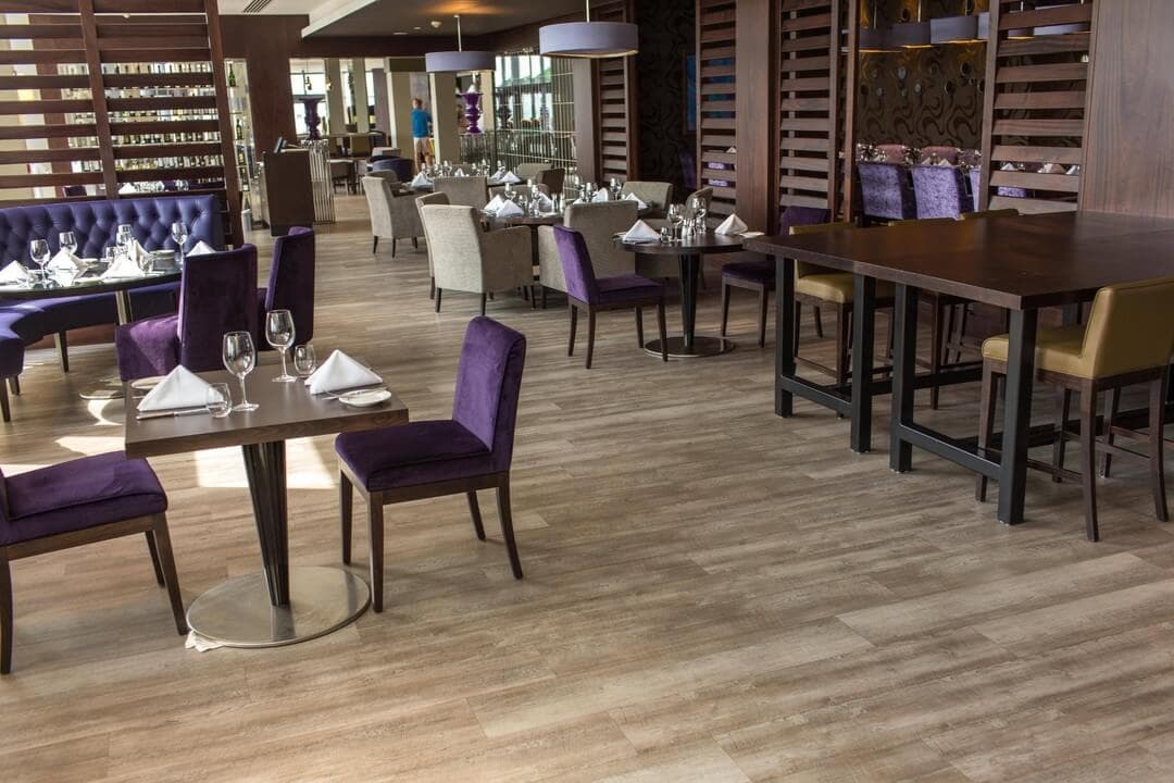 Commercial luxury flooring and design in hospitality restaurant