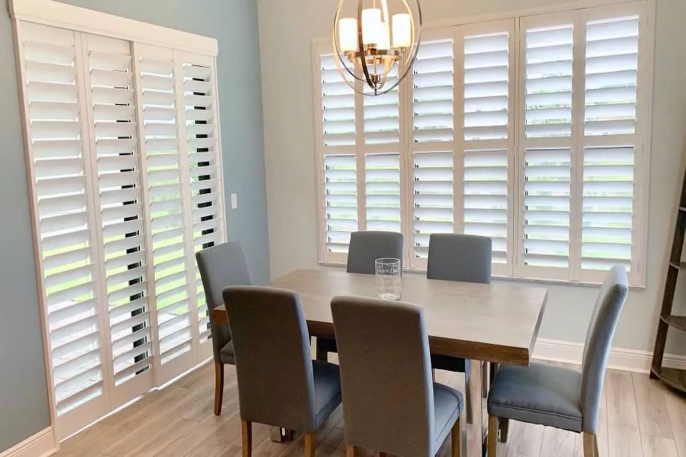 Solid louvred interior California shutters with hidden rear tilt control